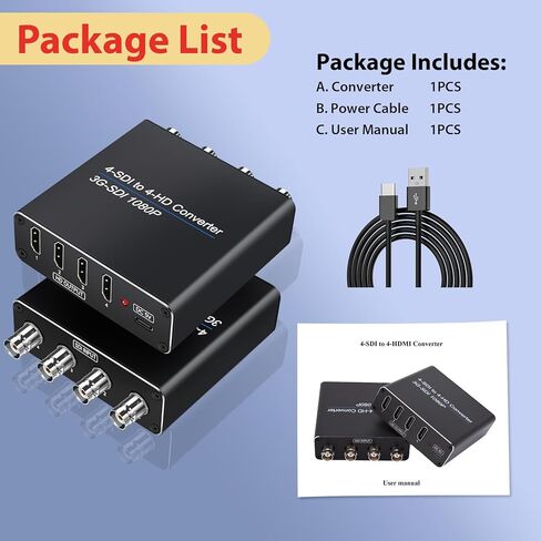 محول فيديو ACHAVE SDI إلى HDMI، مدخل 4 sdi و4 مخرج hdmi، 4 في 4 مخرج، أسود، دعم متعدد الصيغ، مدخل HD-SDI/3G-SDI، دقة 1080p@60 هرتز، نقل لمسافات طويلة in Kuwait