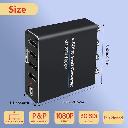 محول فيديو ACHAVE SDI إلى HDMI، مدخل 4 sdi و4 مخرج hdmi، 4 في 4 مخرج، أسود، دعم متعدد الصيغ، مدخل HD-SDI/3G-SDI، دقة 1080p@60 هرتز، نقل لمسافات طويلة in Kuwait