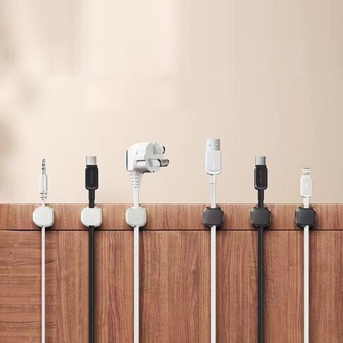 3pcs White Wire Storage Rack, Magnetic Desktop Cable Clamp Management, Hidden Mobile Phone Charging Cable Rack, Suitable for Nightstand, Kitchen Appliances, Office Supplies in Saudi Arabia