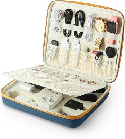 Electronics Organizer Case, Daily Tech Accessories Storage Bag for Charger, Cables, Power Bank, Lapel Mic,Watch, Passport, Travel Electronic Organizer Case for Travel Live Streaming Business Trip in Saudi Arabia