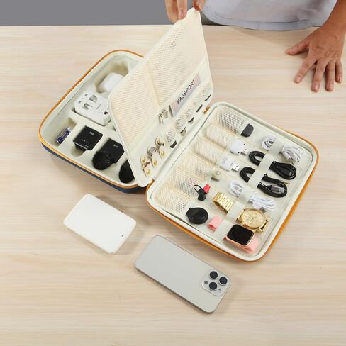 Electronics Organizer Case, Daily Tech Accessories Storage Bag for Charger, Cables, Power Bank, Lapel Mic,Watch, Passport, Travel Electronic Organizer Case for Travel Live Streaming Business Trip in Saudi Arabia