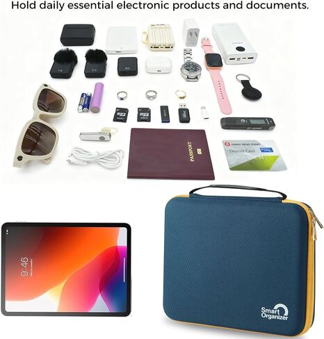 Electronics Organizer Case, Daily Tech Accessories Storage Bag for Charger, Cables, Power Bank, Lapel Mic,Watch, Passport, Travel Electronic Organizer Case for Travel Live Streaming Business Trip in Saudi Arabia