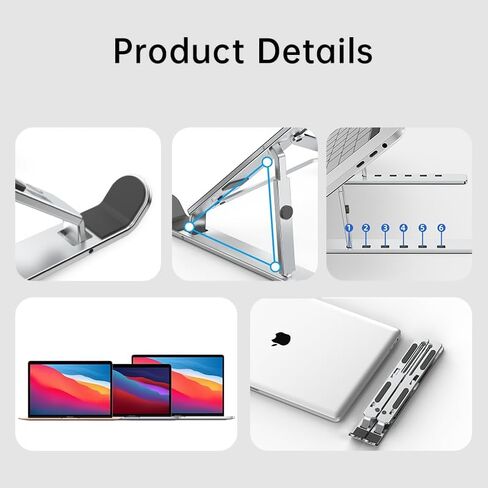 Portable Laptop Stand (Include Storage Bag), Adjustable Folding Aluminum Stand, Compatible with 10-15.6 Inch Laptops, iPad, Tablet. Silver in Saudi Arabia