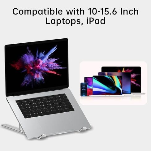 Portable Laptop Stand (Include Storage Bag), Adjustable Folding Aluminum Stand, Compatible with 10-15.6 Inch Laptops, iPad, Tablet. Silver in Saudi Arabia