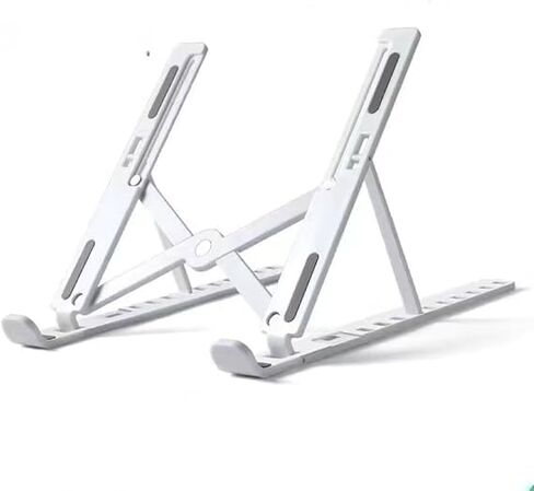 Adjustable Laptop Stand for Desk Foldable Portable Laptop Riser with Ten-Degree Angle Free Adjustment ABS+Silicone Laptop Accessories for Laptops,Tablets White in Saudi Arabia