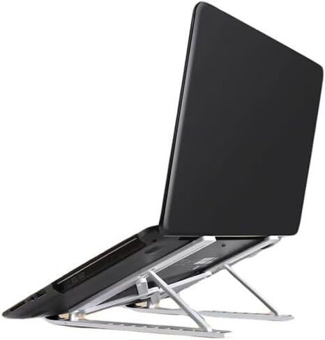 Adjustable Laptop Stand for Desk Foldable Portable Laptop Riser with Ten-Degree Angle Free Adjustment ABS+Silicone Laptop Accessories for Laptops,Tablets White in Saudi Arabia