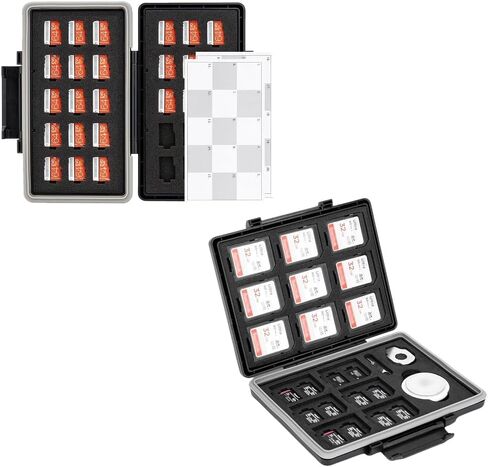 حافظة بطاقات ذاكرة تحتوي على 45 فتحة يمكن تتبعها + حافظة بطاقة Micro SD مكونة من 30 فتحة مع ملصق مؤشر in Saudi Arabia