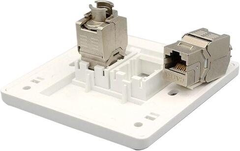لوحة حائط بمنفذين CAT7 CAT6A RJ45 مع مقبس شبه منحرف من سبائك الزنك CAT.7 CAT.6A (CAT6A) in Saudi Arabia