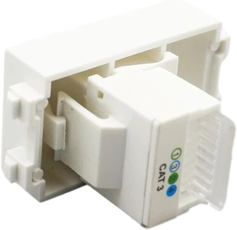 الأبيض 4-pin CAT3 RJ11 وحدة مأخذ توصيل 23x36 مللي متر سلك مجعد محول الهاتف المقبس إدراج in Saudi Arabia