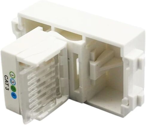 الأبيض 4-pin CAT3 RJ11 وحدة مأخذ توصيل 23x36 مللي متر سلك مجعد محول الهاتف المقبس إدراج in Saudi Arabia