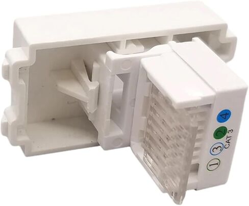 الأبيض 4-pin CAT3 RJ11 وحدة مأخذ توصيل 23x36 مللي متر سلك مجعد محول الهاتف المقبس إدراج in Saudi Arabia