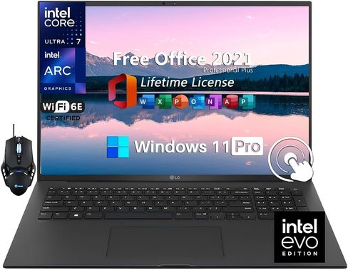 كمبيوتر محمول LG Gram 17 بشاشة تعمل باللمس 2025 - شاشة لمس 17 بوصة 2.5K، Intel Ultra 7 258V، Intel Arc، WiFi 7، Copilot+، Win 11 Pro، لوحة مفاتيح بإضاءة خلفية، كمبيوتر أعمال خفيف الوزن ورفيع، 32 جيجابايت LPDDR5X، 1 تيرابايت SSD in Saudi Arabia
