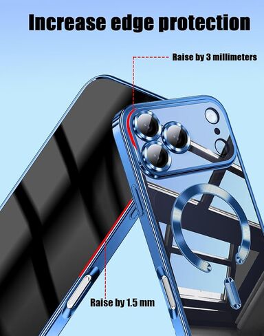 Magnetic for iPhone 17 Pro Max Case Clear,with Privacy Screen Protector,Compatible with MagSafe [Non Yellowing] Full Camera Lens Protector Plating Soft Clear Phone Case for IPhone 17 Pro Max,Orange in Saudi Arabia