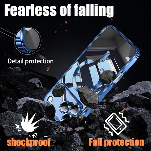 Magnetic for iPhone 17 Pro Max Case Clear,with Privacy Screen Protector,Compatible with MagSafe [Non Yellowing] Full Camera Lens Protector Plating Soft Clear Phone Case for IPhone 17 Pro Max,Orange in Saudi Arabia