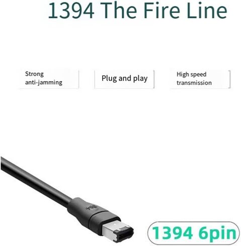 1.8m Firewire Cable Black IEEE 1394 Firewire 400 to Firewire 400 Cable 6Pin Male to 6Pin Male Cable Easy to Use 500713205 in Saudi Arabia