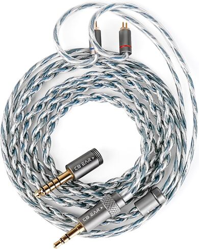 كابل KBEAR P34 2 PINS داخل الأذن، كابل IEM لسماعات الأذن مطلي بالفضة 5N OFC مع قابس 3.5 مم/4.4 مم قابل للتبديل لـ KZ ZS12 PRO X، ZS10 PRO، ZAR ZAS KBEAR KS1 CCZ DC02 (أزرق أبيض، 2Pin 0.78 مم) in Saudi Arabia
