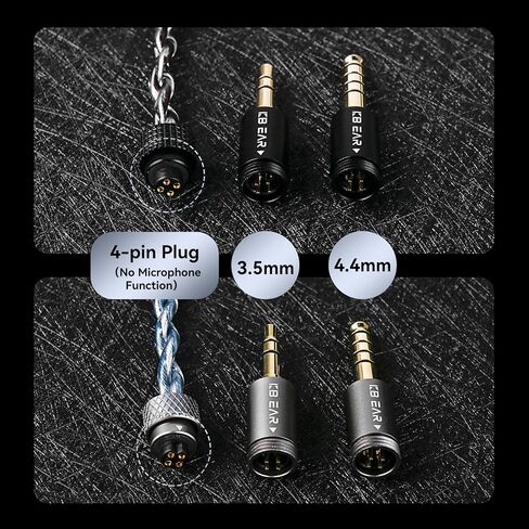 كابل KBEAR P34 2 PINS داخل الأذن، كابل IEM لسماعات الأذن مطلي بالفضة 5N OFC مع قابس 3.5 مم/4.4 مم قابل للتبديل لـ KZ ZS12 PRO X، ZS10 PRO، ZAR ZAS KBEAR KS1 CCZ DC02 (أزرق أبيض، 2Pin 0.78 مم) in Saudi Arabia