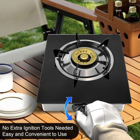 2 Burner Propane Gas Stove, Portable Tempered Glass Camping Stove Propane with Auto-Ignition, 20472 BTU Burners for Cooking, Outdoor, Camping, RV & Emergency Use in Saudi Arabia