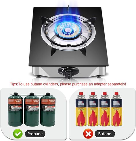 2 Burner Propane Gas Stove, Portable Tempered Glass Camping Stove Propane with Auto-Ignition, 20472 BTU Burners for Cooking, Outdoor, Camping, RV & Emergency Use in Saudi Arabia