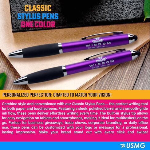 Custom Stylus Pens – Click-Action Ballpoint for Touchscreens, Personalized Marketing Tools to Boost Brand Awareness & Customer Engagement (Blue, Qty 50) in Saudi Arabia