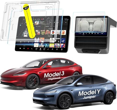 واقي شاشة لـ Tesla New Model 3 Highland & Model Y Juniper - ملحقات حماية شاشة اللمس من الزجاج المقسى المضاد للوهج وبصمات الأصابع 2024 ~ 2026 - واقي شاشة مركزي 15.4 بوصة مع مجموعة تثبيت in Saudi Arabia