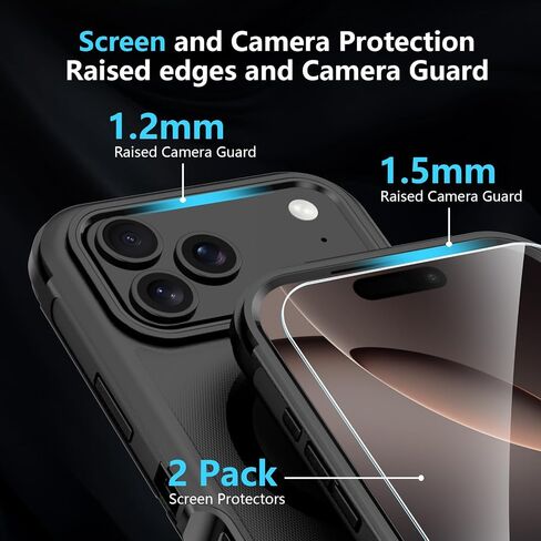 حافظة مغناطيسية لهاتف iPhone 17 Pro Max، متوافقة مع Magsafe، 2 واقي شاشة و2 واقي عدسة الكاميرا، حماية من الدرجة العسكرية، حافظة لهاتف iPhone 17 Pro Max[أسود برتقالي] in Saudi Arabia