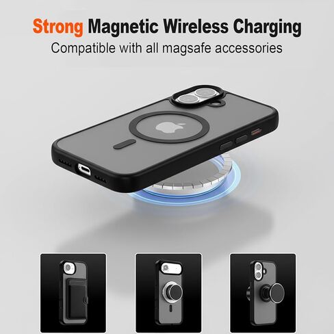 حافظة آيفون 17 بروماكس | أزرار معدنية | 180 سم مقاوم للسقوط العسكري | متوافق مع MagSafe| ملمس لطيف على البشرة (برتقالي) in Kuwait