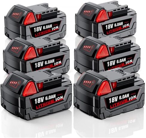 Replacement for Milwaukee M18 Battery, 6000mAh 18V Lithium High-Capacity Batteries Compatible with M18 Cordless Power Tools and Charger 48-11-1850 48-11-1860 48-11-1828 48-11-1815 48-11-1822 (2PACK) in Saudi Arabia