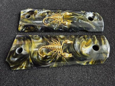1911 Grips Full Size,White Pearl,Black Pearl,Bonded Ivory,Silver Gold Metal Scorpion,Brown Pearl,Fits Colt,Kimber,Springfield,Remington,Rock Island,Government Commander Models in Kuwait