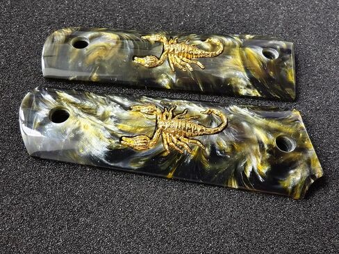 1911 Grips Full Size,White Pearl,Black Pearl,Bonded Ivory,Silver Gold Metal Scorpion,Brown Pearl,Fits Colt,Kimber,Springfield,Remington,Rock Island,Government Commander Models in Kuwait
