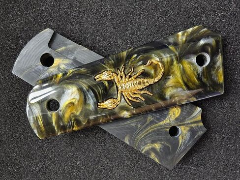 1911 Grips Full Size,White Pearl,Black Pearl,Bonded Ivory,Silver Gold Metal Scorpion,Brown Pearl,Fits Colt,Kimber,Springfield,Remington,Rock Island,Government Commander Models in Kuwait