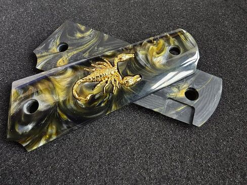 1911 Grips Full Size,White Pearl,Black Pearl,Bonded Ivory,Silver Gold Metal Scorpion,Brown Pearl,Fits Colt,Kimber,Springfield,Remington,Rock Island,Government Commander Models in Kuwait