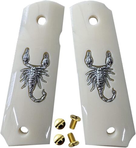 1911 Grips Full Size,White Pearl,Black Pearl,Bonded Ivory,Silver Gold Metal Scorpion,Brown Pearl,Fits Colt,Kimber,Springfield,Remington,Rock Island,Government Commander Models in Kuwait