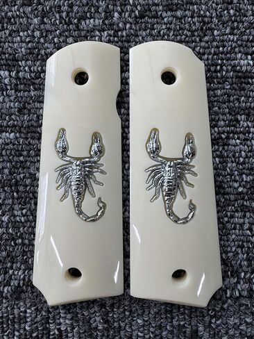 1911 Grips Full Size,White Pearl,Black Pearl,Bonded Ivory,Silver Gold Metal Scorpion,Brown Pearl,Fits Colt,Kimber,Springfield,Remington,Rock Island,Government Commander Models in Kuwait