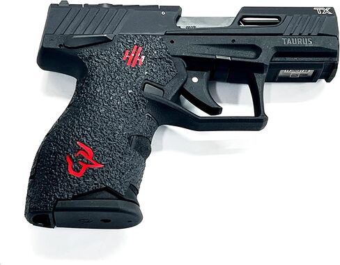 شريط قبضة المسدس Handleitgrips متوافق مع Taurus TX22 Compact| شريط لاصق أسود لمقبض المسدس مع إدراجات حمراء | اكسسوارات السلاح | المملوكة للمحاربين القدامى in Saudi Arabia