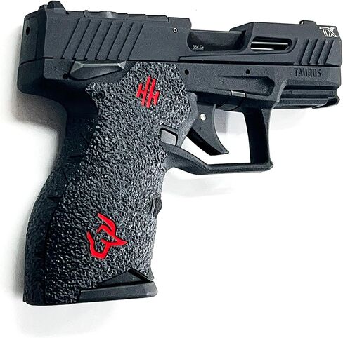 شريط قبضة المسدس Handleitgrips متوافق مع Taurus TX22 Compact| شريط لاصق أسود لمقبض المسدس مع إدراجات حمراء | اكسسوارات السلاح | المملوكة للمحاربين القدامى in Saudi Arabia