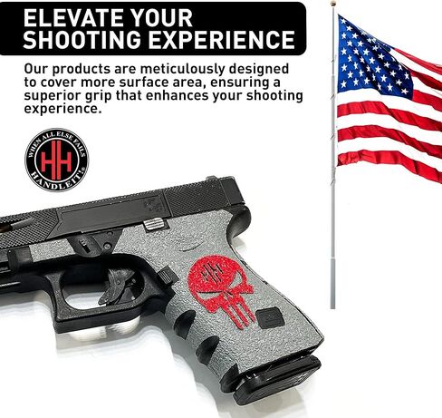 Handleitgrips Gun Grip Wrap Tape, Non-Slip, Adhesive Style, Do It Yourself, Easy Installation, Accessories, Compatible with Glock 19/23 Gen 4 Gray Textured Rubber, Veteran Owned, Made in The USA in Saudi Arabia