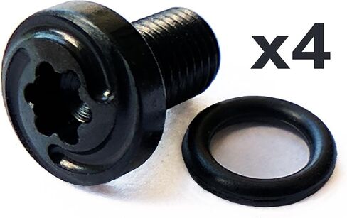 4 ea Black Gyre 1911 Grip Screws, 4 ea O Rings | for Full Size or Slim Grip bushings | 3/16" min Grip Thickness | US Made for Colt and Clones | Look at Photos of Screws with Grips/Guns in Kuwait