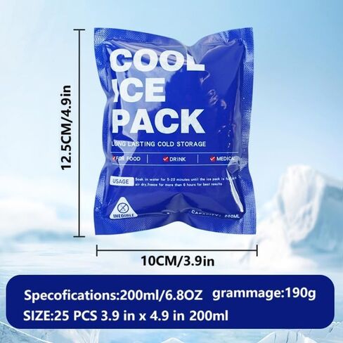 عبوات ثلج جاف قابلة لإعادة الاستخدام للشحن والتخزين - عبوات باردة طويلة الأمد لصناديق الغداء والمبردات - مثالية للأطعمة والمشروبات المجمدة in Kuwait