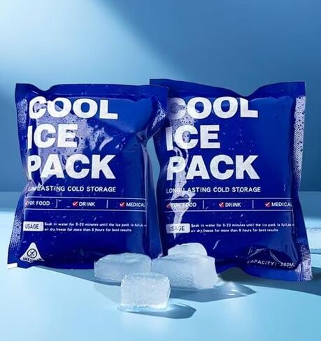 عبوات ثلج جاف قابلة لإعادة الاستخدام للشحن والتخزين - عبوات باردة طويلة الأمد لصناديق الغداء والمبردات - مثالية للأطعمة والمشروبات المجمدة in Kuwait