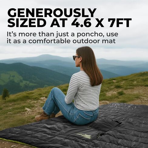 معطف تخييم 5 في 1 من Tough Outdoors - بطانية قابلة للتعبئة - حقيبة نوم يمكن ارتداؤها للبالغين - حقيبة نوم بونشو - مقاومة للماء in Kuwait