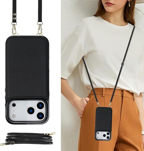 Wallet Case Compatible with iPhone 17 Pro Max, RFID Blocking Card Holder Magnetic Flip Folio Purse, Shockproof Leather Cover with Crossbody Strap Case for iPhone 17 Pro Max 6.9'' 2025 Black in Saudi Arabia