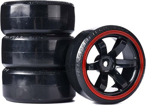 مجموعة عجلات وإطارات بلاستيكية من LAFEINA RC، إطارات صلبة 63 مم لسيارة الانجراف 1/10 Traxxas HSP Tamiya HPI Kyosho على الطريق (أبيض) in Kuwait