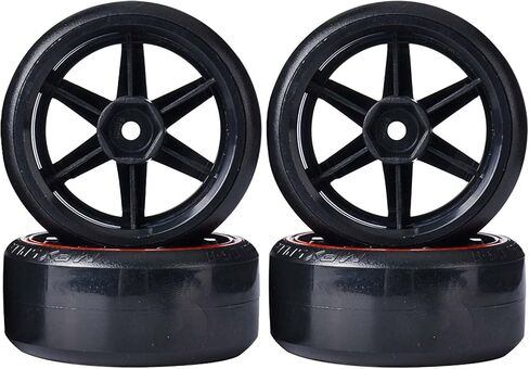 مجموعة عجلات وإطارات بلاستيكية من LAFEINA RC، إطارات صلبة 63 مم لسيارة الانجراف 1/10 Traxxas HSP Tamiya HPI Kyosho على الطريق (أبيض) in Kuwait