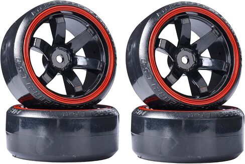 مجموعة عجلات وإطارات بلاستيكية من LAFEINA RC، إطارات صلبة 63 مم لسيارة الانجراف 1/10 Traxxas HSP Tamiya HPI Kyosho على الطريق (أبيض) in Kuwait