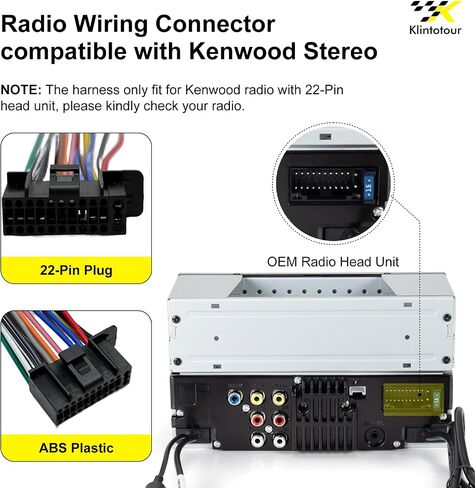 Radio Wiring Harness Connector Compatible with Kenwood 16-Pin Stereos, Aftermarket Power and Speaker Wire Plug for DDX DMX DPX KDC Series, Fits DDX376BT DPX540BT KDCBT360U KMMBT260U KVT815DVD in Saudi Arabia