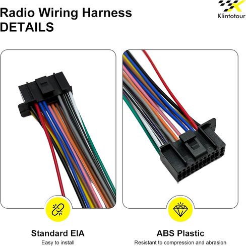 Radio Wiring Harness Connector Compatible with Kenwood 16-Pin Stereos, Aftermarket Power and Speaker Wire Plug for DDX DMX DPX KDC Series, Fits DDX376BT DPX540BT KDCBT360U KMMBT260U KVT815DVD in Saudi Arabia