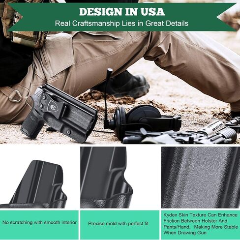 حافظة P320، IWB Kydex Holster Fit: Sig Sauer P320 بالحجم الكامل / P320 Compact / P320 X Carry Pistol، حزام الخصر الداخلي المخفي للرجال / النساء، Adj. غير قادر & بوسي انقر فوق الاحتفاظ in Kuwait