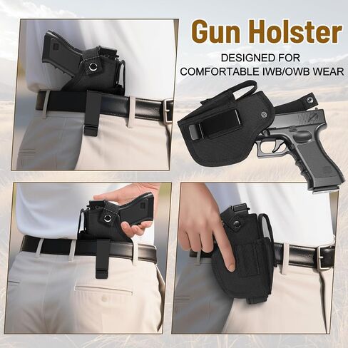 9mm Gun Holster for Men & Women, IWB & OWB Concealed Carry Gun Holster – Fits Glock 19/17/26/27/43x, S&W M&P, Sig, and Similar Handguns in Saudi Arabia