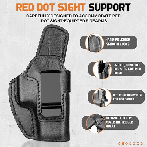 Premium Leather IWB Holster for Glock 17/19/19X/47 Gen 3-5, Glock 22/23/31/32 Gen 3-4, Glock 44/45, Optic Cut Concealed Carry Holster, G19 Inside Waistband Holster, Stealth Black, Right/Left Hand in Kuwait